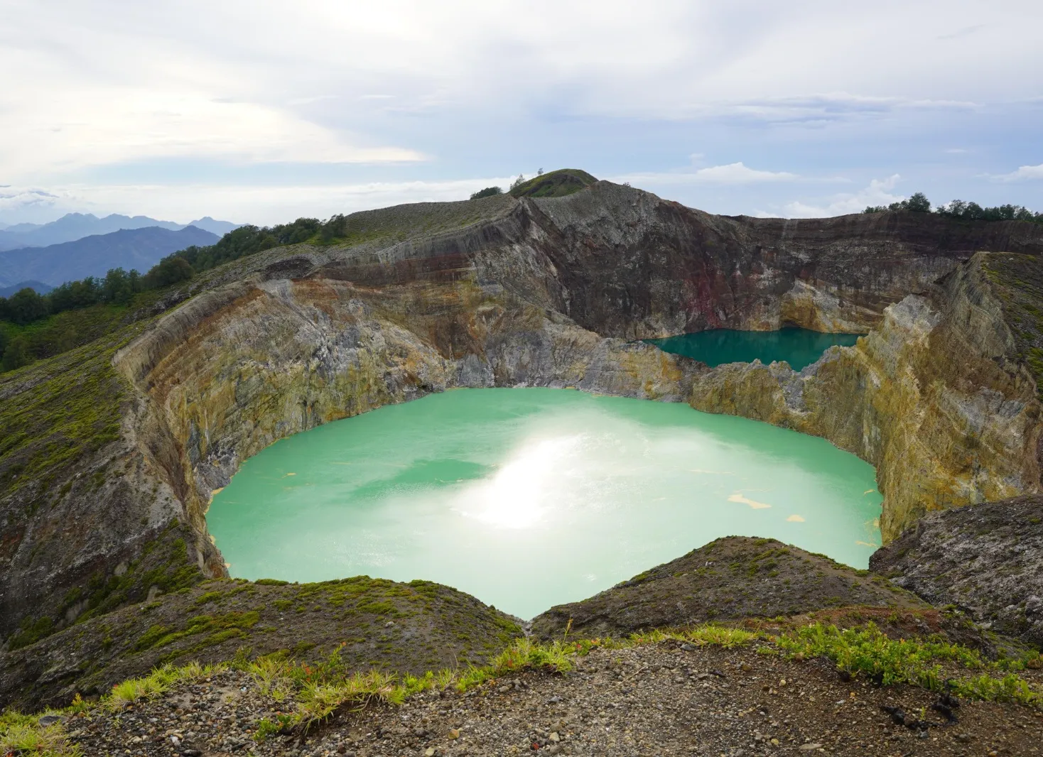 A coloured crater lake at Kelimutu