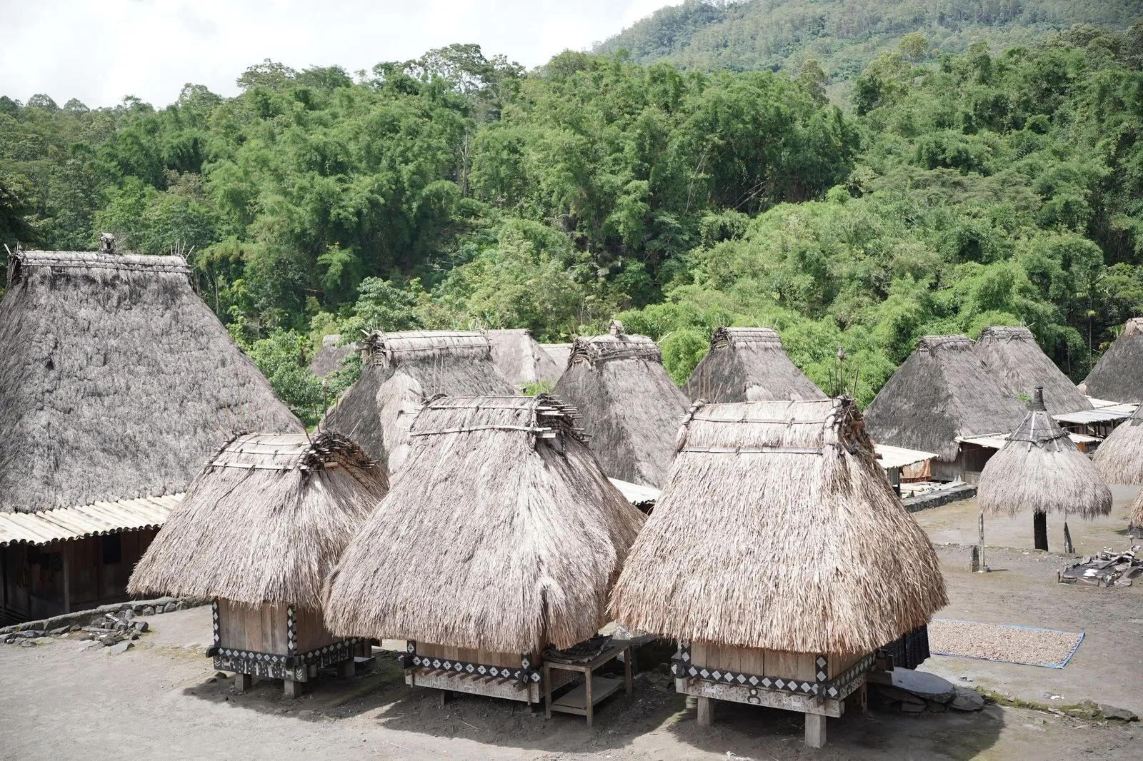 The thatched houses and megaliths of Bena traditional village near Bajawa